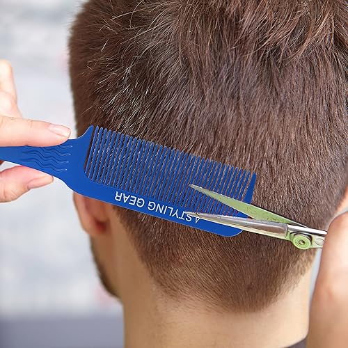 Miniatura 8 de Styling Gear 404 Clipper 9 In. Dientes ondulados Top Plano Clipper Mezcla Peine Corte Peluquero Peluquero Peines Flexibles 1 Pc (azul)