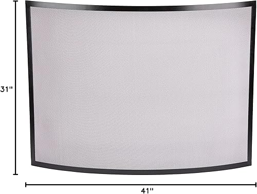 Miniatura 9 de UniFlame, S-1042, pantalla negra curvada de la chimenea del hierro forjado del solo panel