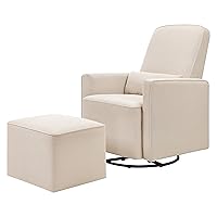 Vista 1 de Silla giratoria tapizada DaVinci Olive; incluye un otomano, Crema