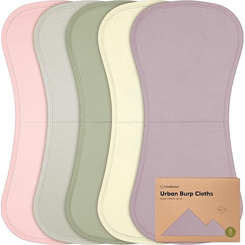 Organic Burp Cloths Baby Boy & Girl - 5-Pack Super Absorbent Cotton Burping Cloths for Babies, Soft & Plush Newborn Spit Up Rags, Infant Towels for Milk Spit Up, Unisex, Large 21" x 10" (Embrace)