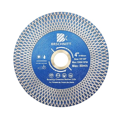 Hoja de sierra para azulejos de porcelana de diamante, disco de pulido de corte de diamante superfino de 4 pulgadas con eje de dientes en X de 7/8 a