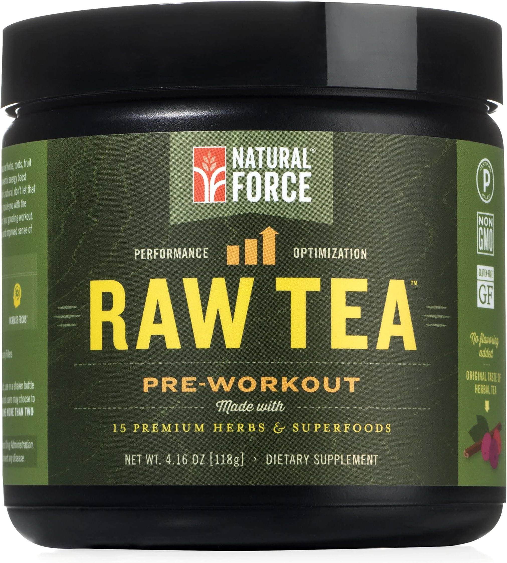 Natural Force Raw Tea All Natural Pre Workout Powder, Original Flavor – Best Preworkout for Men and Women Made from 15 Premium Herbs and Superfoods *Powerful Energy Booster