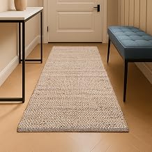 Hausattire Jute Woven Runner Rug 2'x6' - Natural, Hand Woven Boho Reversible Area Rug for Kitchen, Living Room | Farmhouse Indoor Outdoor Long Mat for Bedroom, Natural Fiber Patio Mat - 54x72"