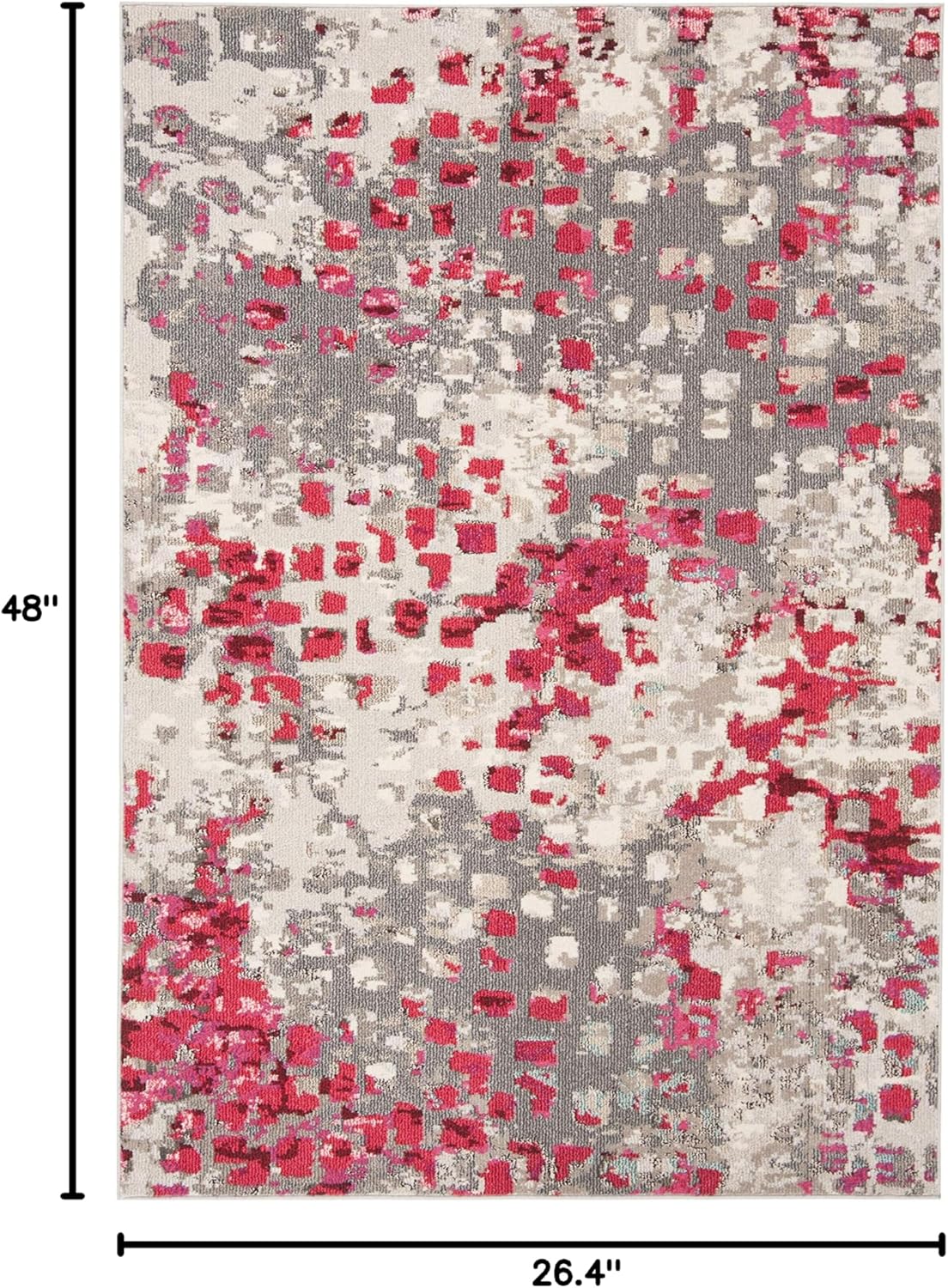 SAFAVIEH Madison Collection Accent Rug - 2'2" x 4', Grey & Red, Boho Abstract Distressed Design, Non-Shedding & Easy Care, Ideal for High Traffic Areas in Entryway, Living Room, Bedroom (MAD425R)