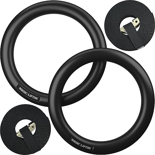 Nordic Lifting Gymnastic Rings and Straps - Heavy Duty for Gymnastics Crossfit Fitness Training - Best Olympic Home Gym Set - PC Plastic is Nordic Lifting Gymnastic Rings and Straps - Heavy Duty for Gymnastics Crossfit Fitness Training - Best Olympic Home Gym Set - PC Plastic is
