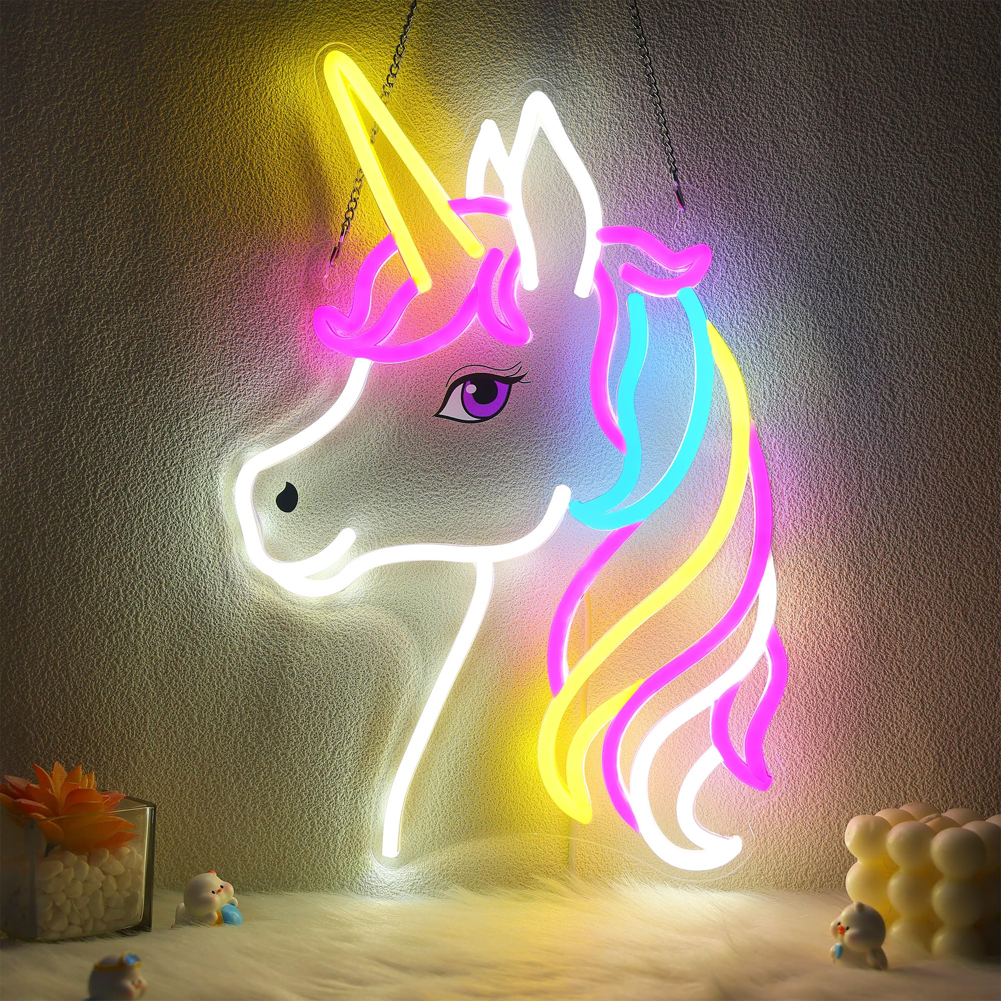 CoolGift Mart Einhorn Neon Schild, Einhorn Lampe Wanddekoration, dimmbare Geburtstag Party Dekorationen für Haus, Terrasse, Garten, Restaurants, Hotels, Geschäfte, Clubs