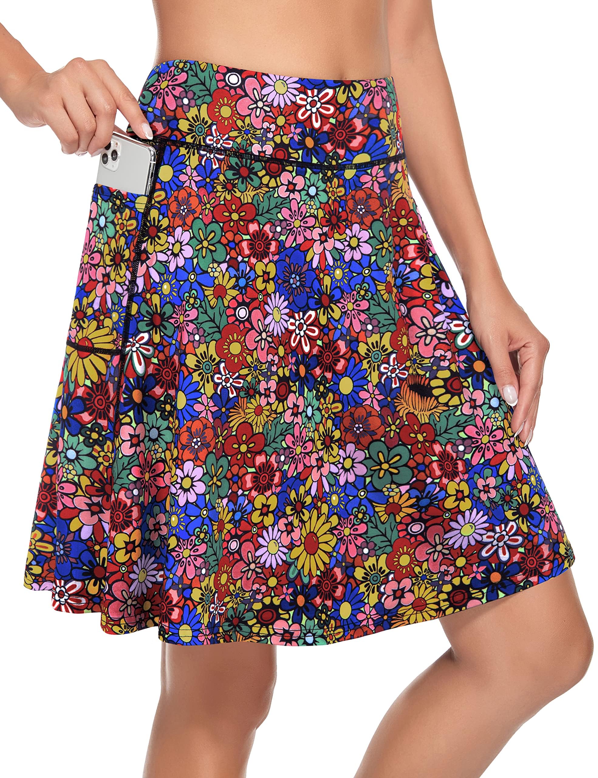 KORALHY Knielange Damen-Skorts, Rock, Tennis, athletisch, Golf, lässiger Skort mit 4 Taschen, 50,8 cm