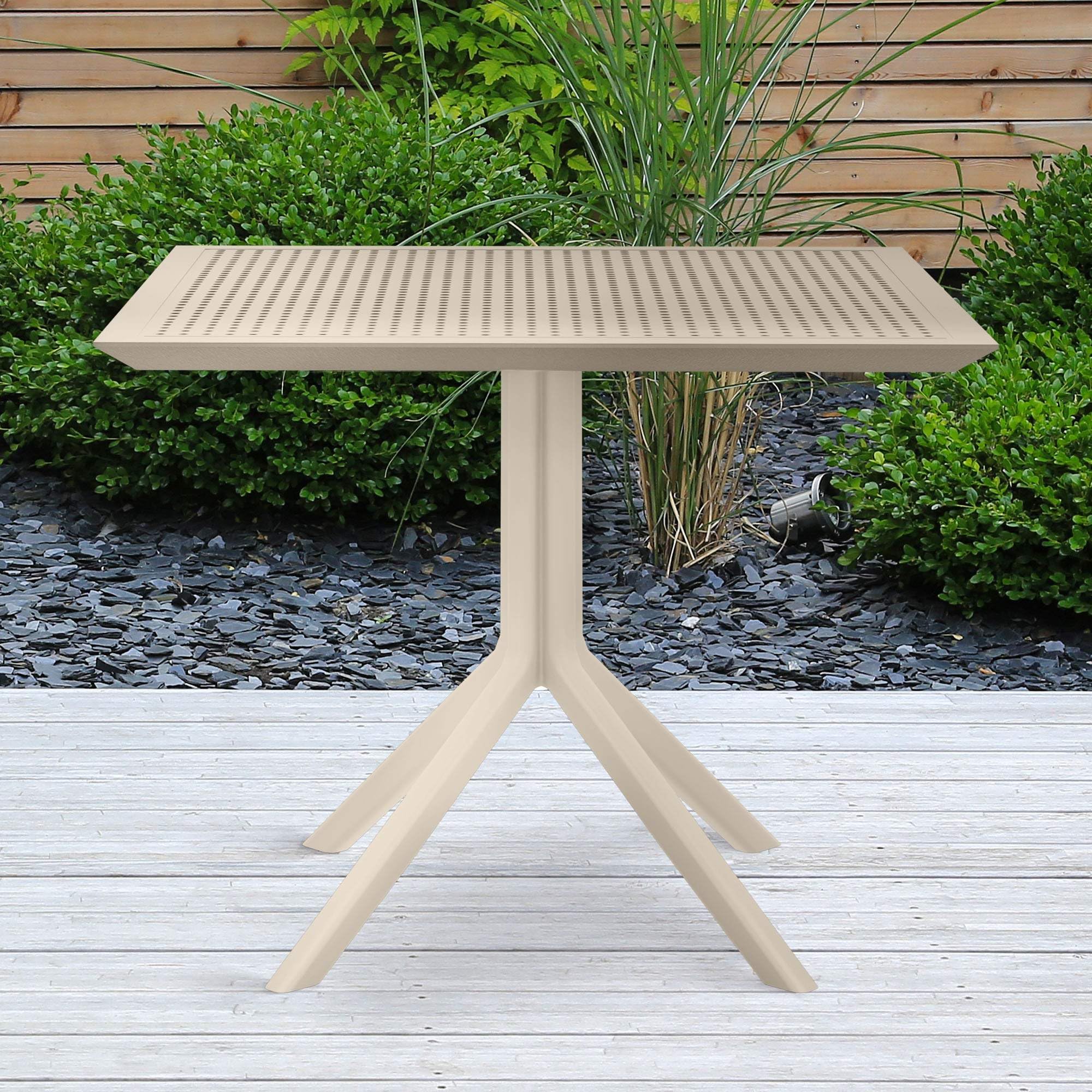 CLP Mesa Sky 80 x 80 cm I Mesa de jardín, Resistente a la Intemperie y a los Rayos UV I Mesa de balcón Cuadrada, Color:Gris Pardo