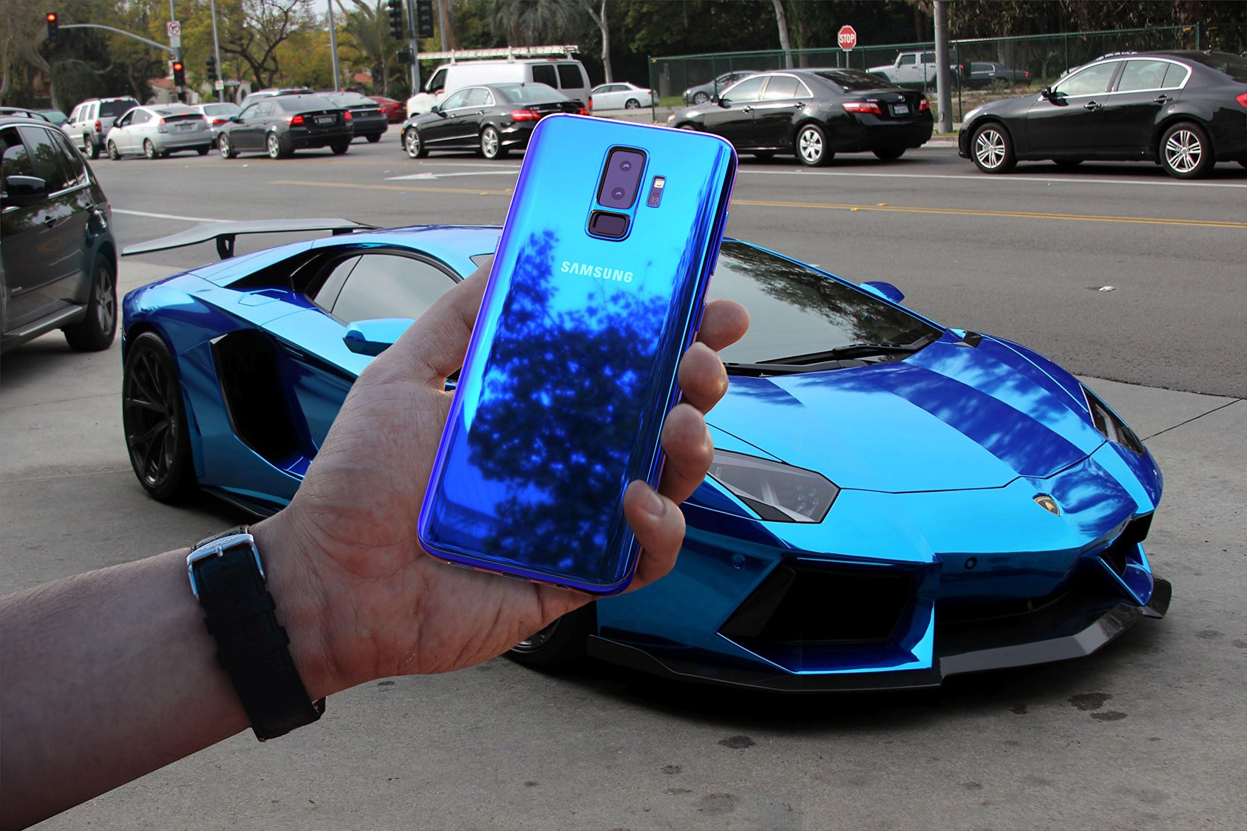 Samsung Galaxy S9 2018 Pro Luxury Accessories Case Slim Fit Plus Gradual Colorful Gradient Color Change Ultra Thin Lightweight Rugged Bumper Anti-Drop Protector Cover Holder (Blue)