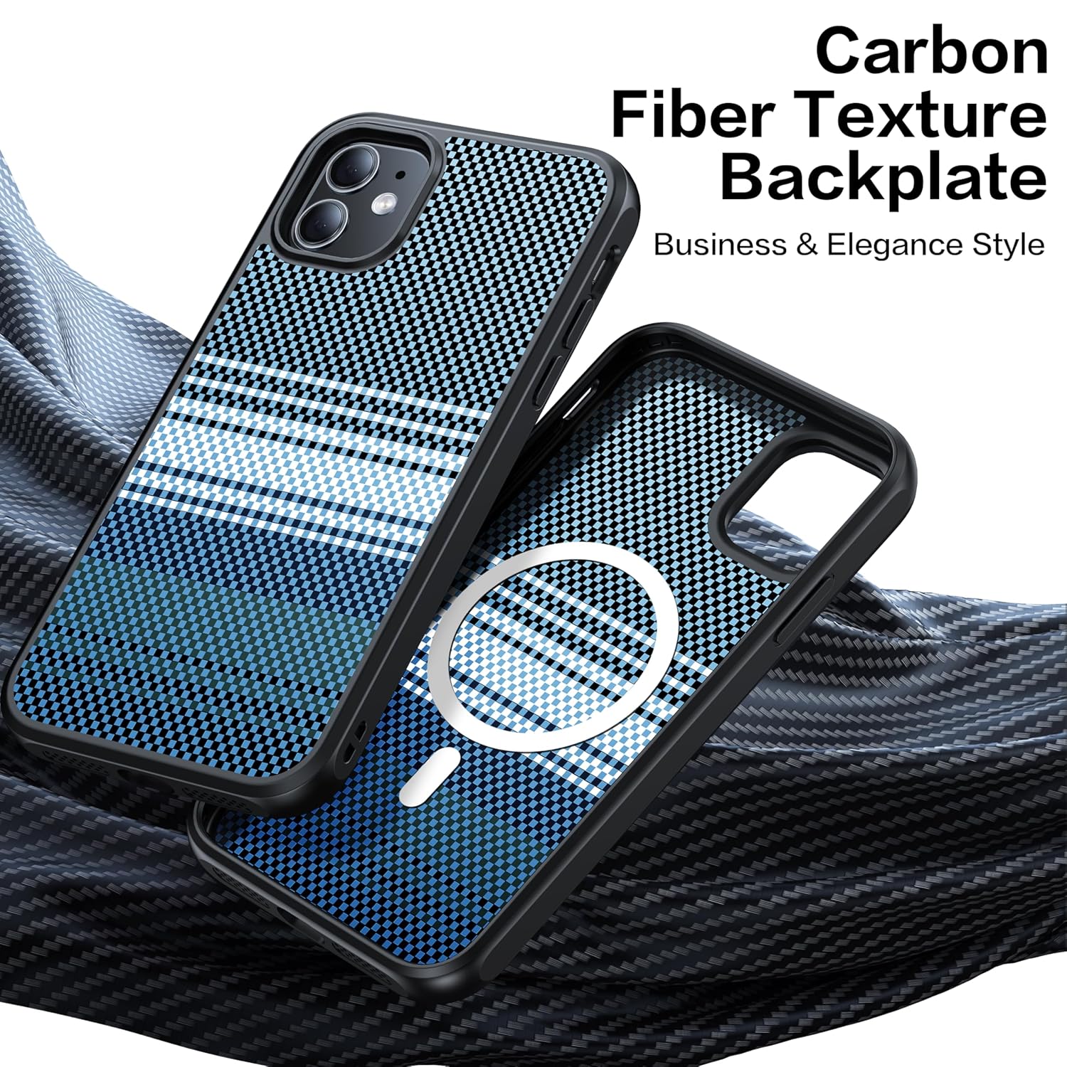 Magnetic for iPhone 11 Phone Case-Compatible with MagSafe-Carbon Fiber Texture-Slim Military Grade Drop Protection Phone Case for iPhone 11 6.1",Camouflage Blue - Image 4