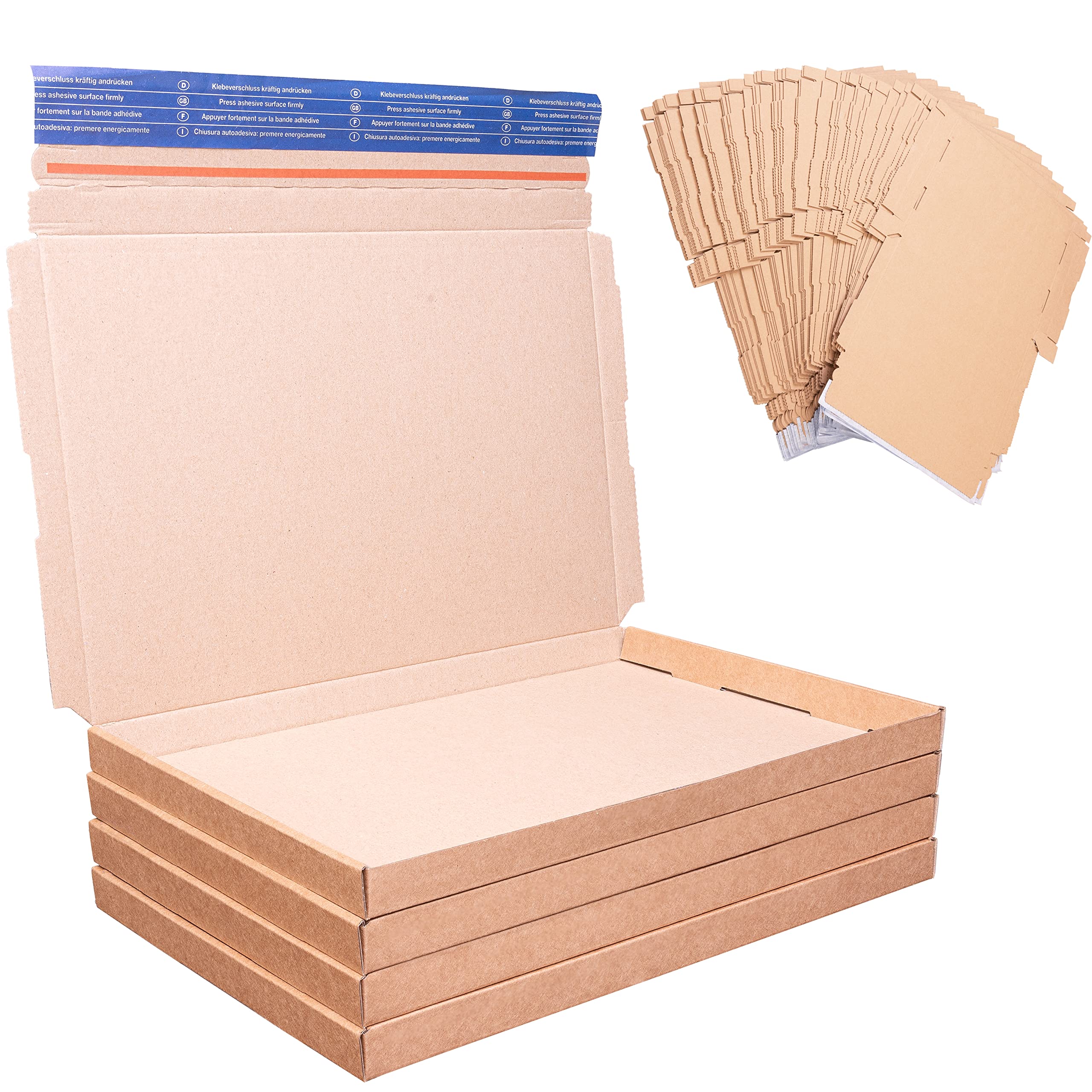 BIGtec 350 Großbriefkartons 300 x 200 x 20mm braun Faltschachtel Post Großbrief Karton Versand Verpackung Postkarton Selbstklebeverschluss selbstklebend Aufreißfaden DHL Paket Päckchen DPD Hermes GLS