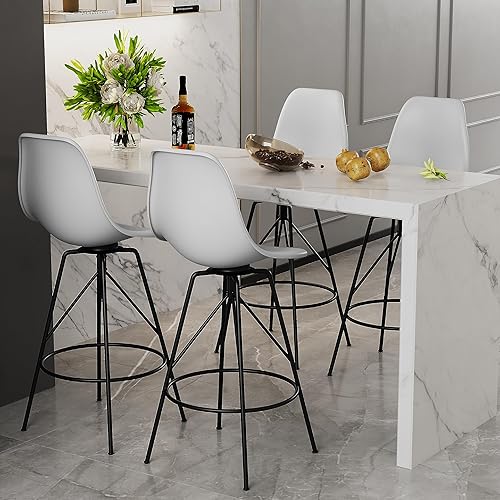 Miniatura 3 de Alunaune Juego de 4 taburetes de bar giratorios de 24 pulgadas, taburetes de altura de barra de mediados de siglo, sillas de bar modernas sin brazos