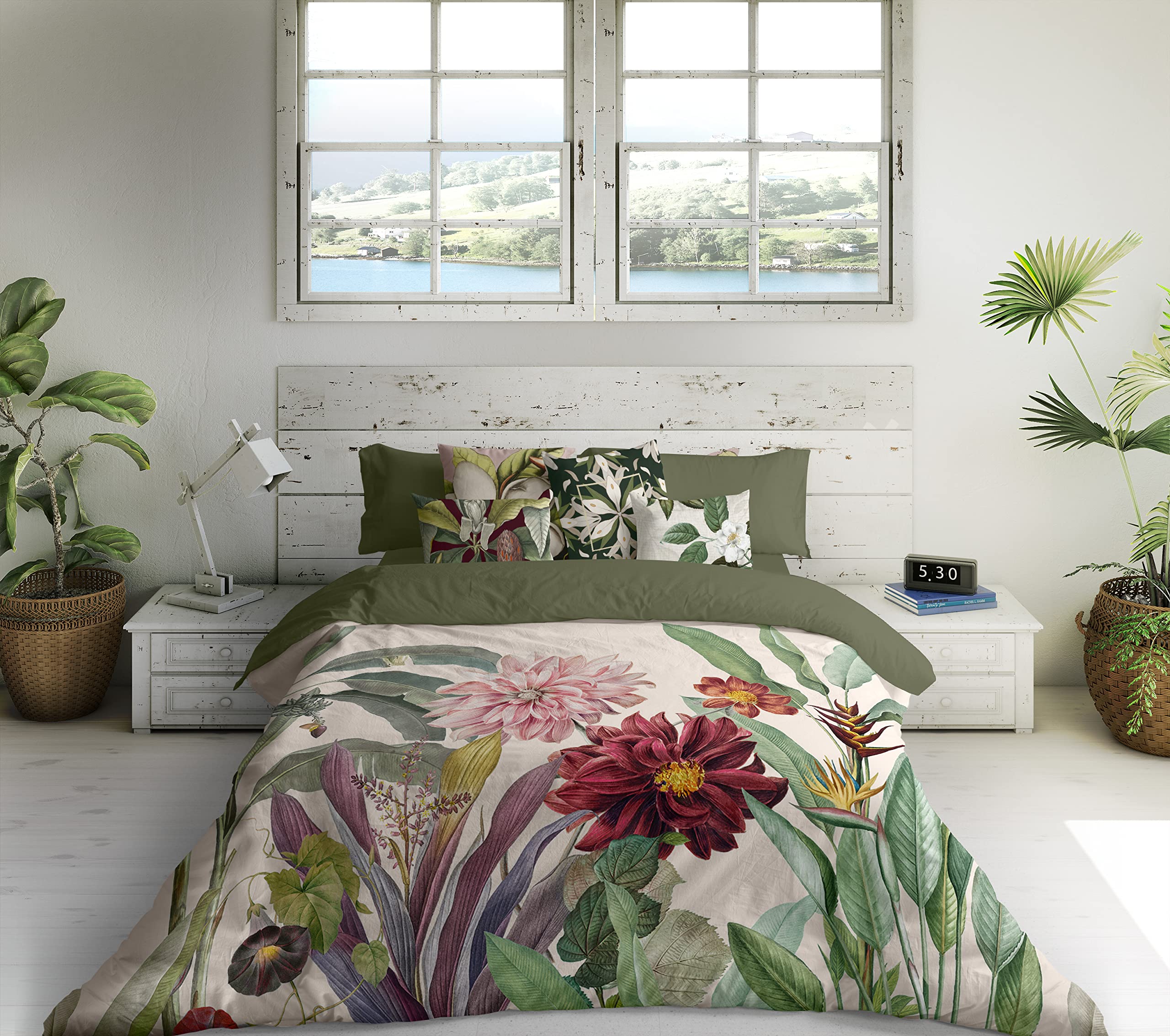 NATURALS Funda Nórdica Cama 150 Mirelle, Funda de 100% Algodón Suave para Edredrón 240x220 cm con 2 Fundas para Almohada 45x90 cm (3 Piezas)