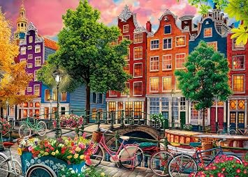 Jigsaw Puzzles for Adults 1000 Piece Amsterdam 27.56 x 19.69 Inch Jigsaw Puzzle for Adults Educational Game 1000 Pieces Netherlands Puzzles for Adult
