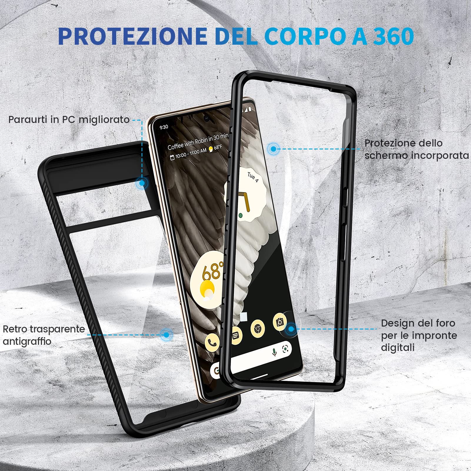 Custodia Full Body 360° Per Google Pixel 7 Pro - Protezione Antiurto Con Schermo Incluso
