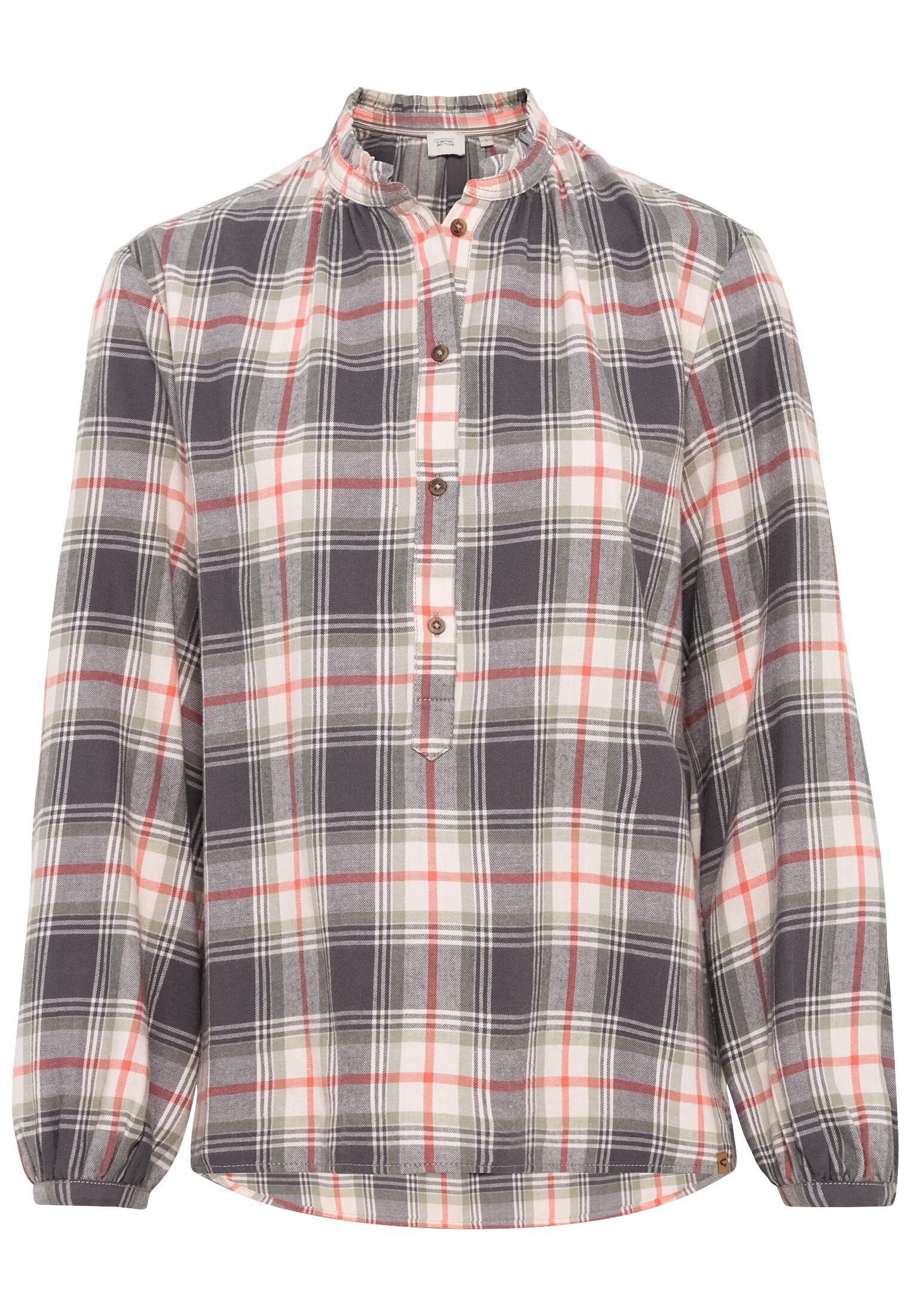 camel active Damen Schlupfbluse im Flanellkaro Rose Grau, Womenswear-S
