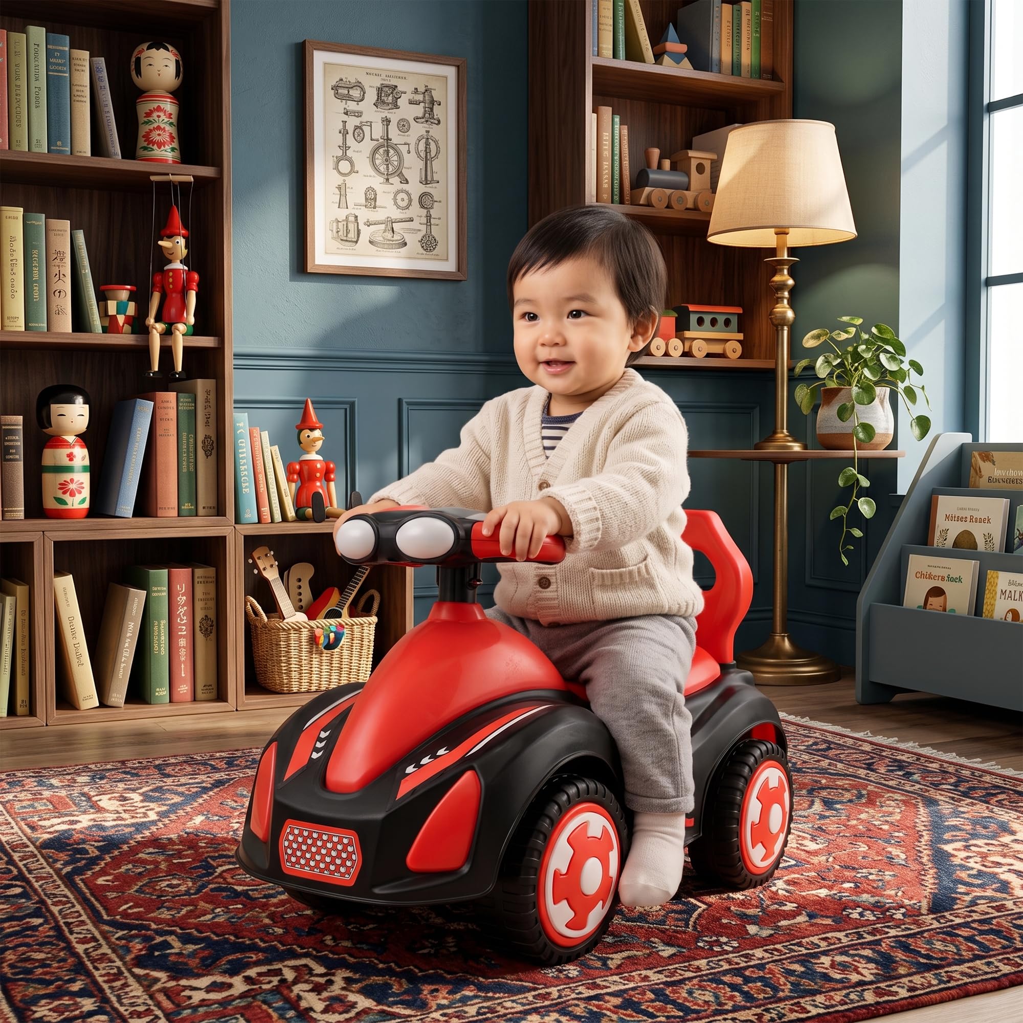 Kids Ride On Car for Toddlers | Manual Push Car | Ride On Toy Foot-to-Floor Design, Indoor Use, 4-Wheel Stability, Toddler Age Range, Push & Ride-image-41