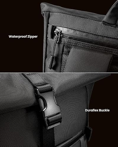 Miniatura 6 de tomtoc Mochila enrollable para laptop, ligera, resistente al agua, expansible, informal, para MacBook de 13 a 16 pulgadas, mochila para viaje a la