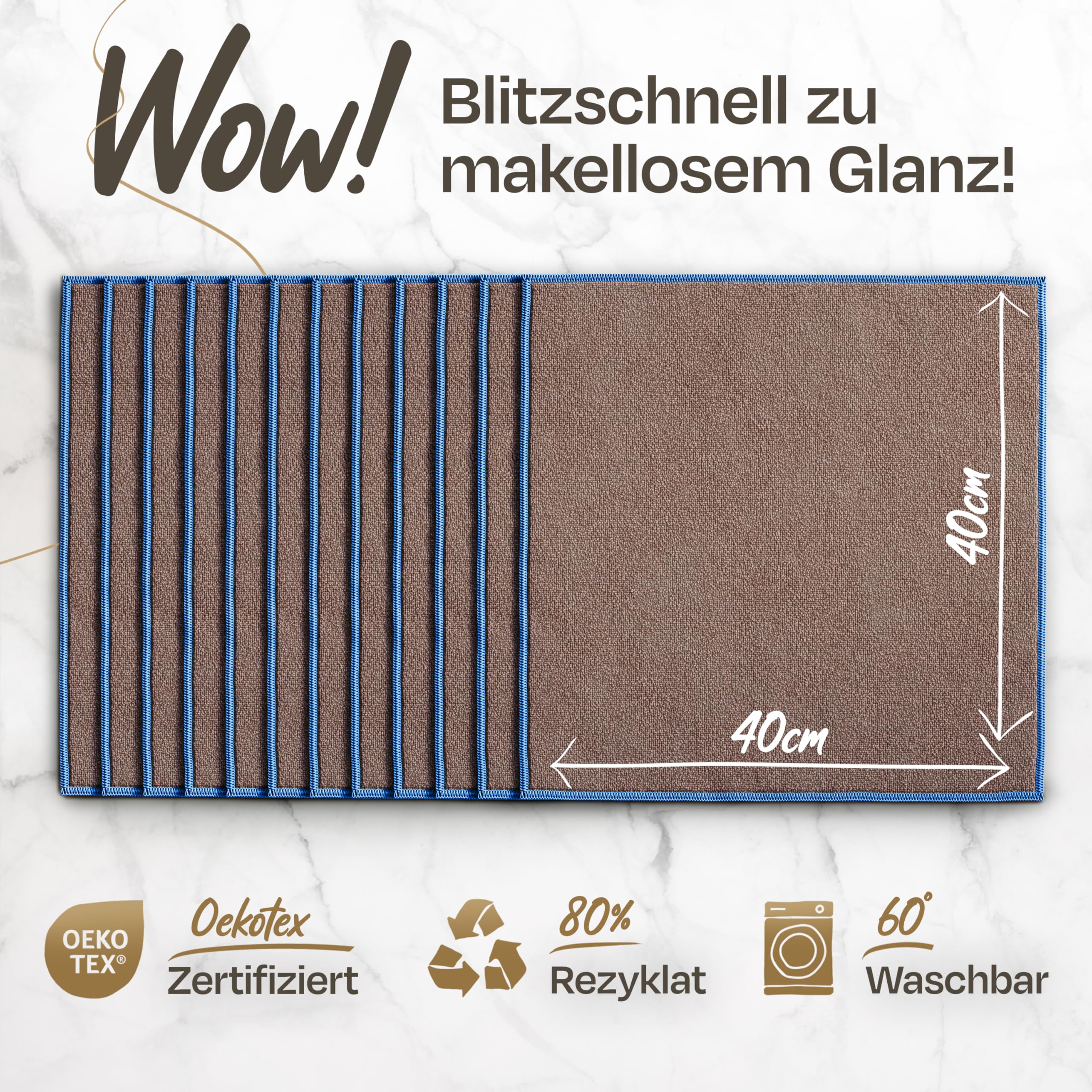 Paños de microfibra para cocina, baño, hogar y coche – Paños de limpieza, papel de limpieza, paños de plástico reciclado, juego de 50 – 40 x 40 cm – gris/azul