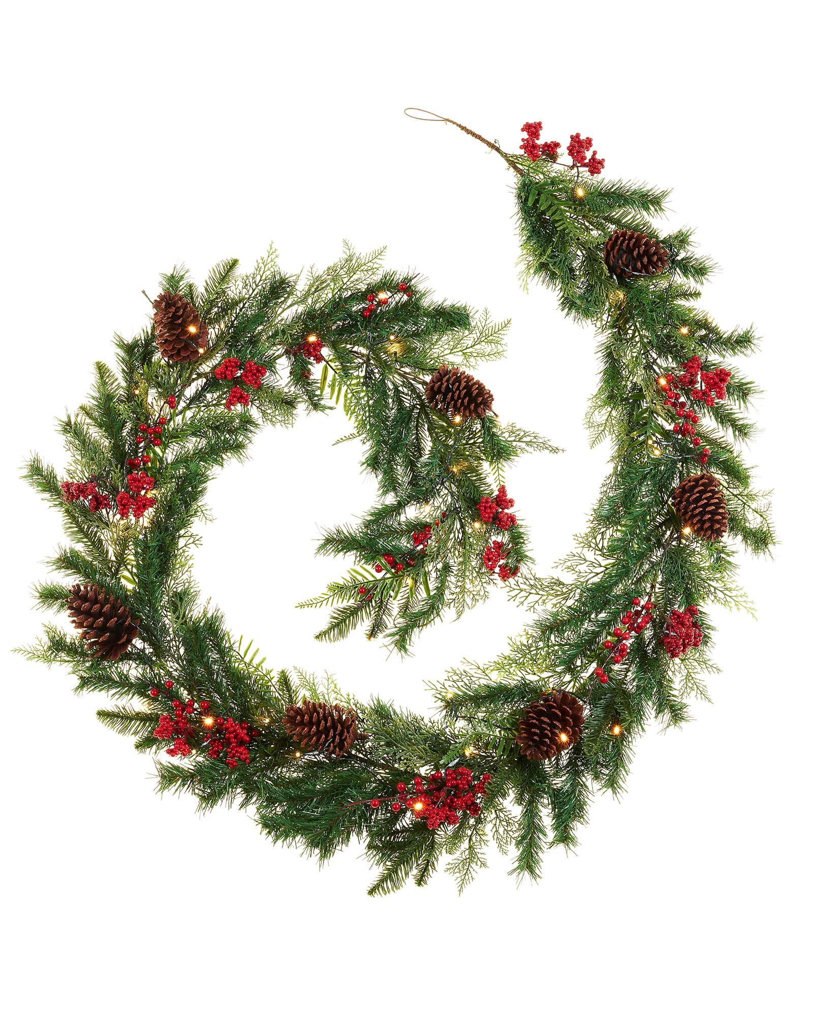 Pre-Lit Berries & Pinecones Garland