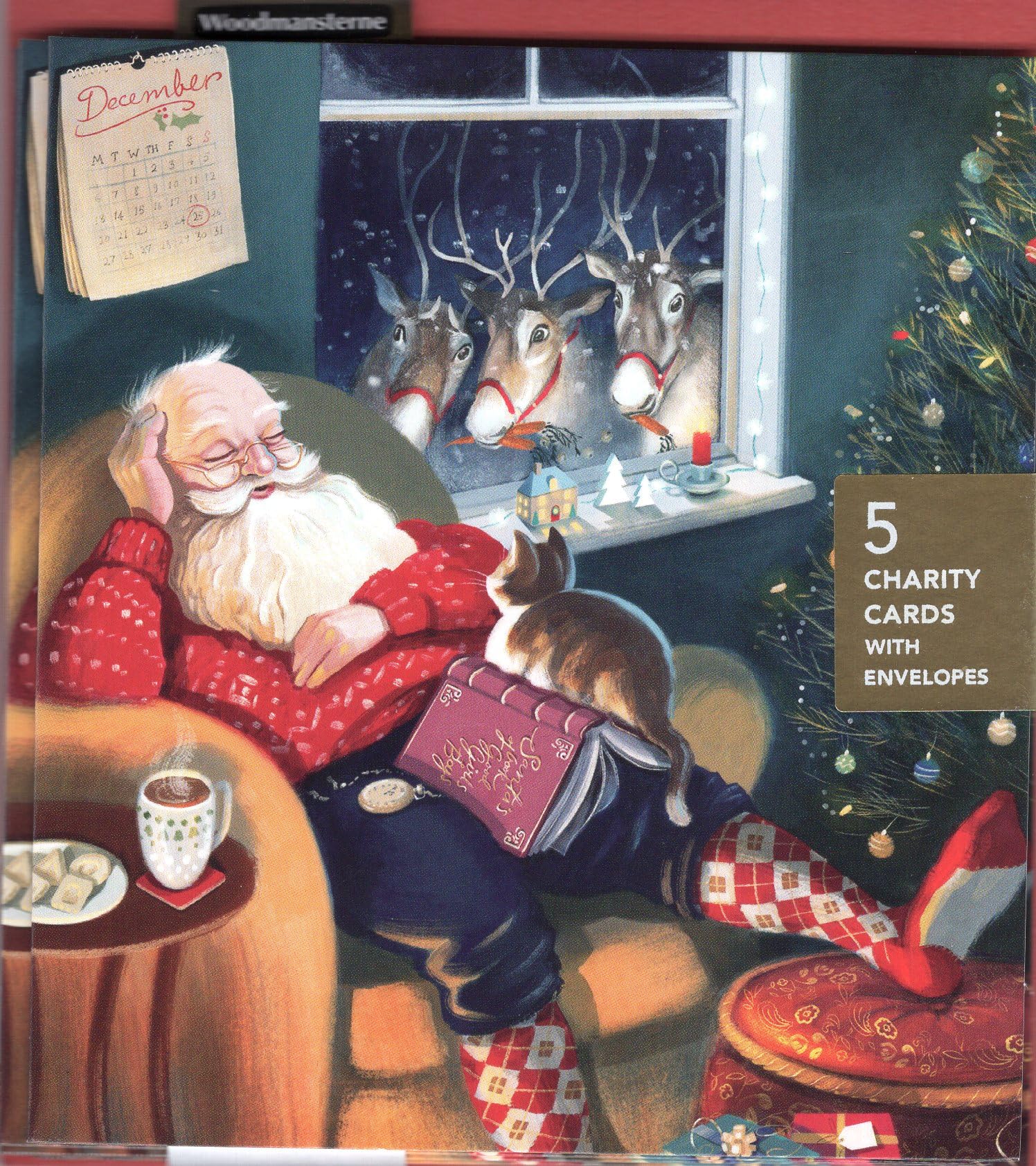 Charity Christmas Cards Pack of 5, Age UK, Marie Curie, BHF, Mind, Artistic Festive Design, Sleepy Santa Claus - Image 2