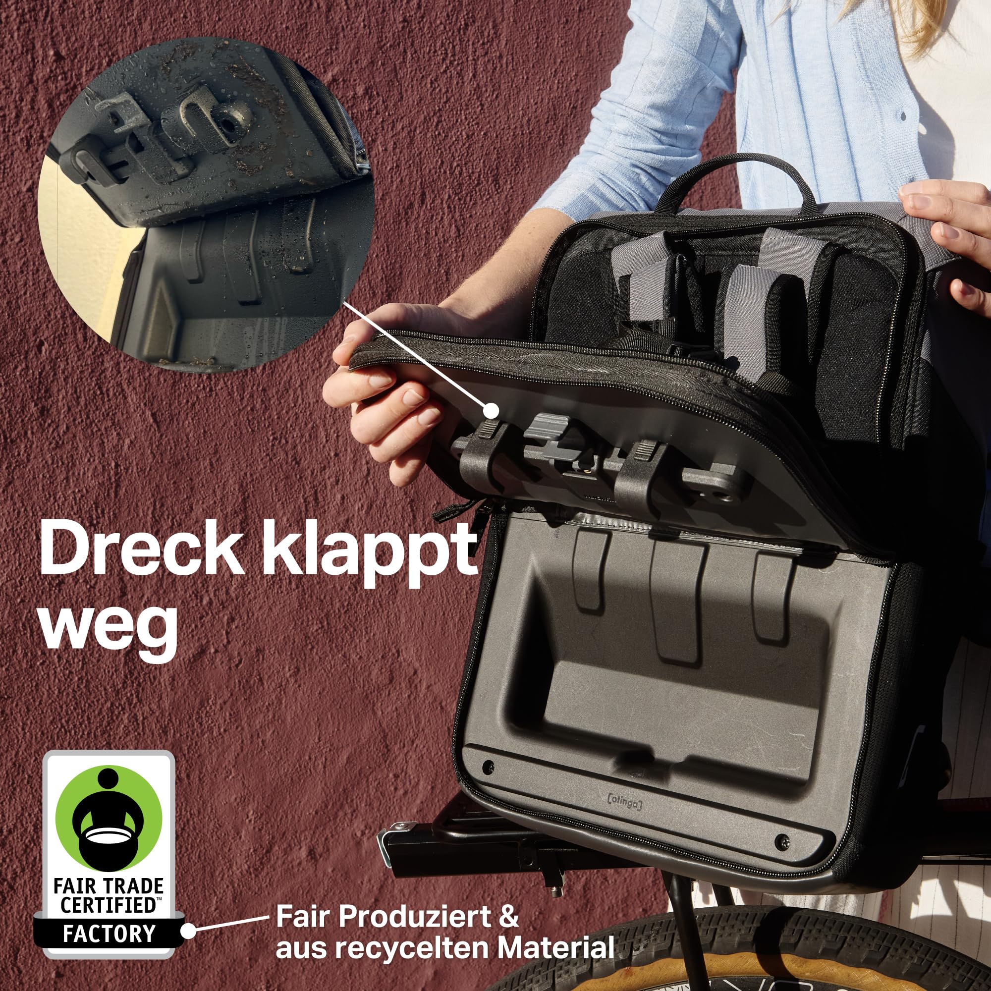 otinga® Flip Move torba rowerowa, plecak [pojemność 16 l], torba na bagażnik z plecakiem – przebudowana w 7 sekund, wodoszczelny plecak rowerowy, bagażnik (grafitowo-czarny)