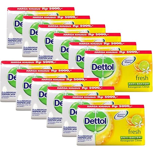 Dettol Jabón en barra antibacteriano, reenergiza fresco, 110 gr / 3.88 oz (paquete de 12)