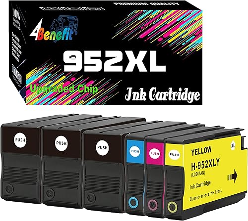 Dell 4Benefit - Cartucho de tinta 952 XL de repuesto compatible con 952 XL (3 negro + 1 cian + 1 amarillo + 1 magenta) para impresora todo en uno