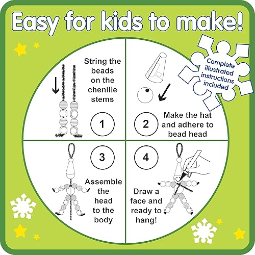 Miniatura 5 de READY 2 LEARN Manualidades de Navidad  Crea tus propios elfos de cuentas  Adornos de bricolaje para niños  Decoración de árbol de Navidad  Todos los