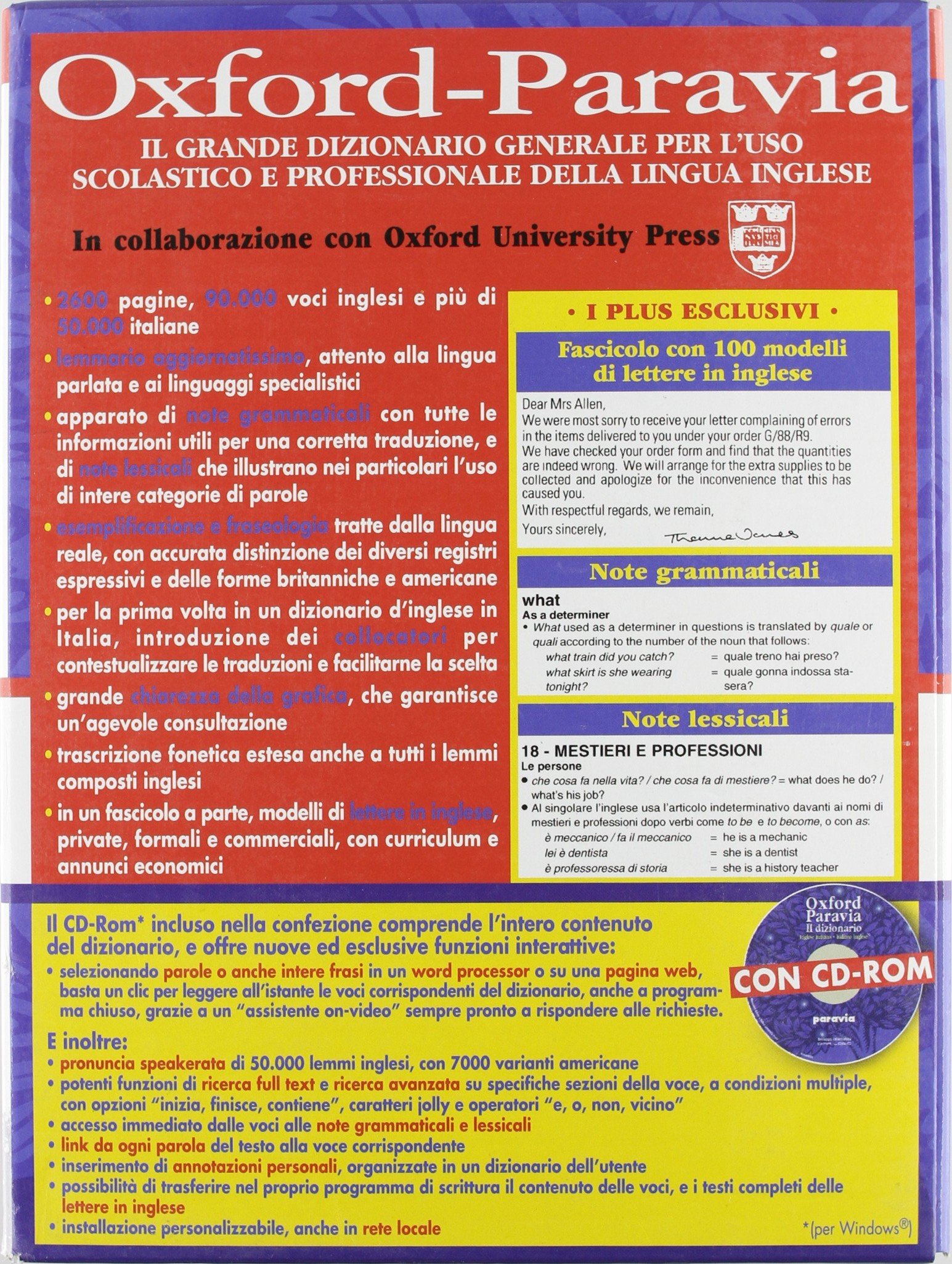 Oxford Paravia. Il dizionario. Inglese-italiano italiano-inglese. Con CD-ROM