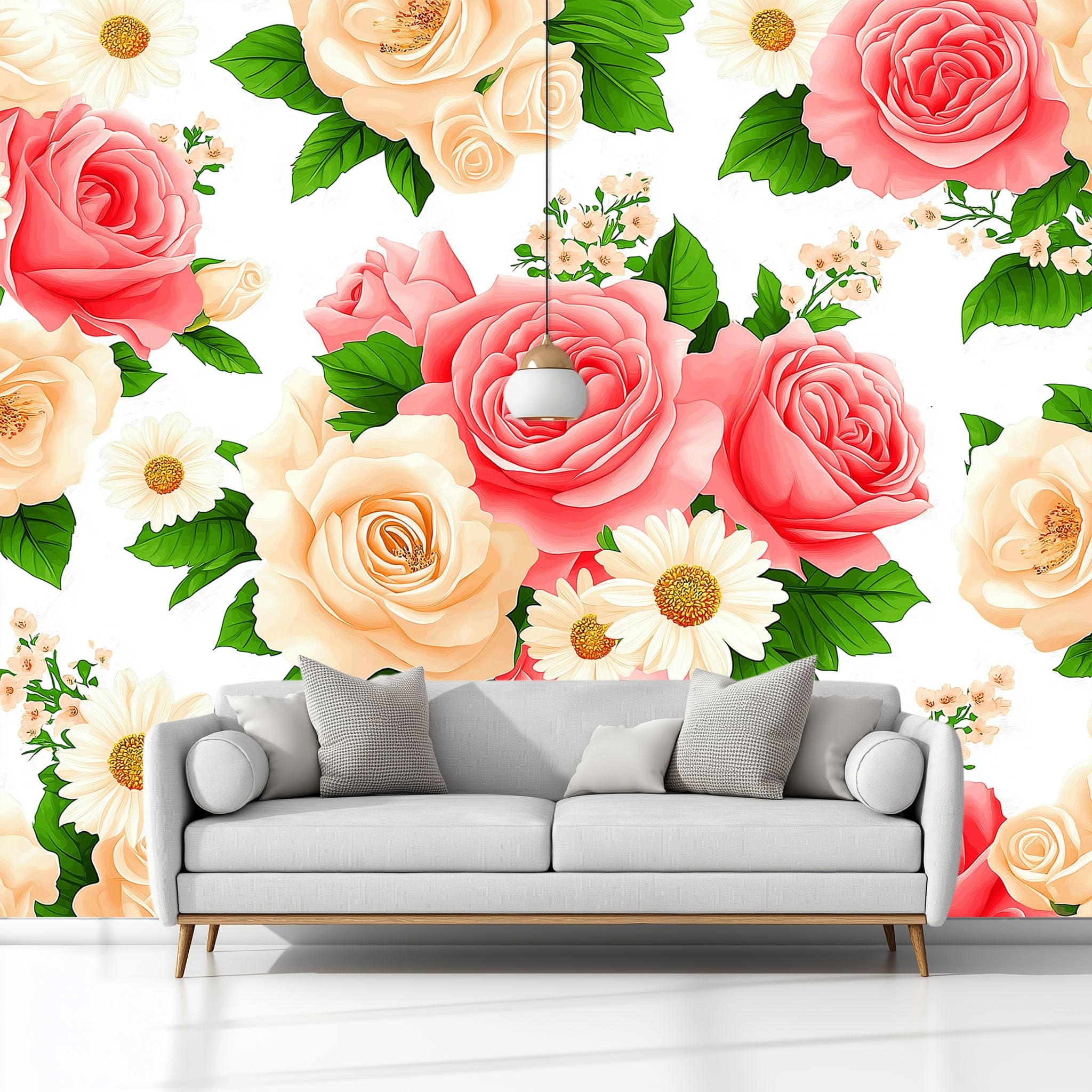 500 x 280 cm nowoczesna sztuka ścienna panoramiczna tapeta wiejska kwiaty róże piwonie tapeta z włókniny fototapeta fototapeta kolor, do salonu sypialni