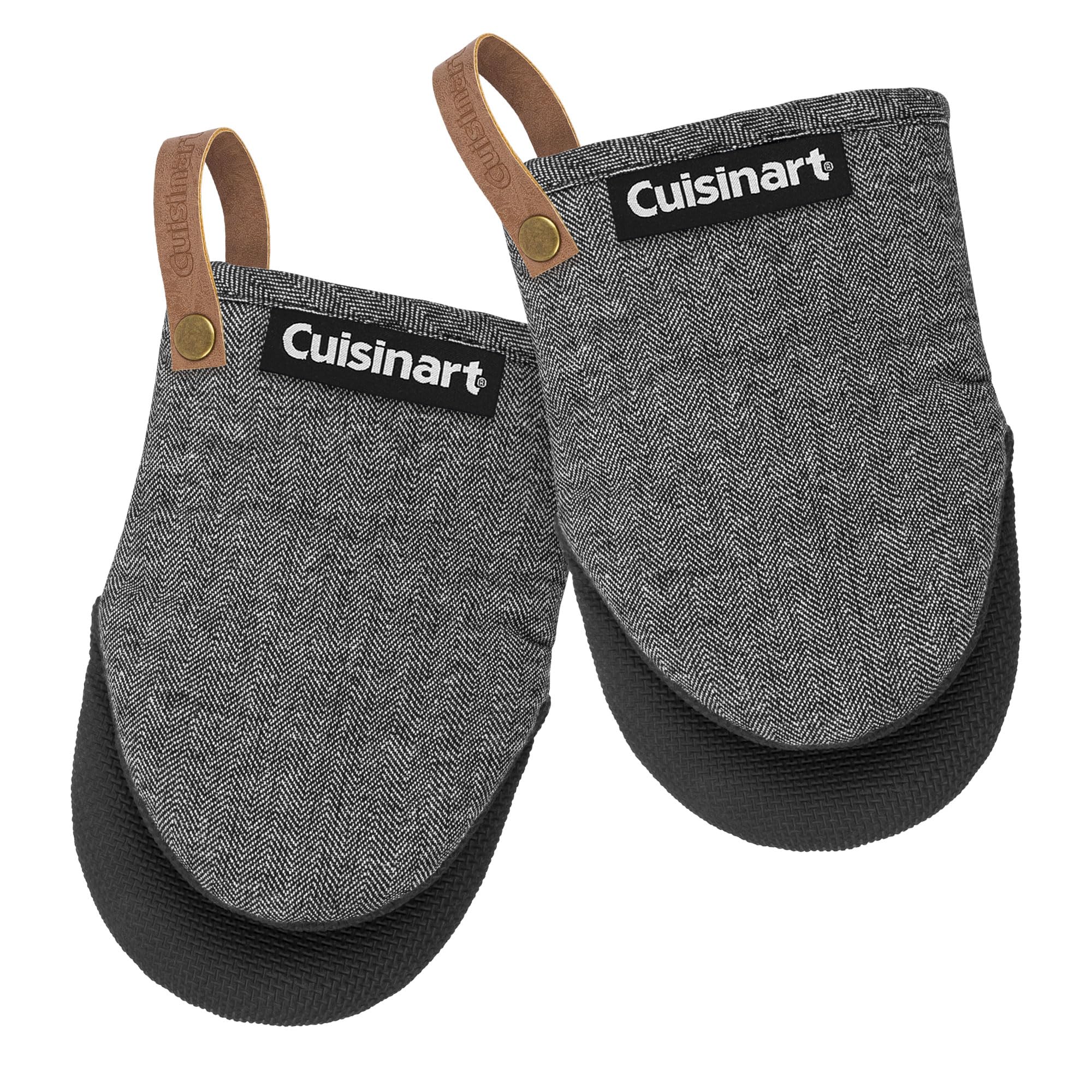 Gants de cuisine en coton Cuisinart Heritage avec boucle en cuir esthétique