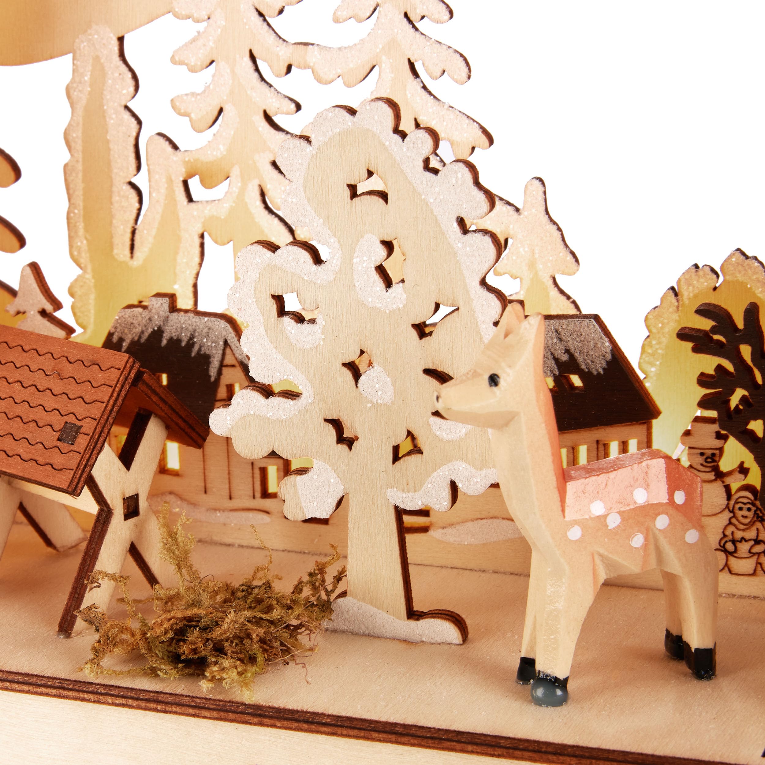 BRUBAKER 3D Lichterbogen - LED Schwibbogen - Sternsinger - LED-Beleuchtung mit Batterie und Kabel - Holz Natur - 27 x 40 x 7,5 cm - Handbemalte Figuren - Weihnachtsdeko für Tisch und Fenster
