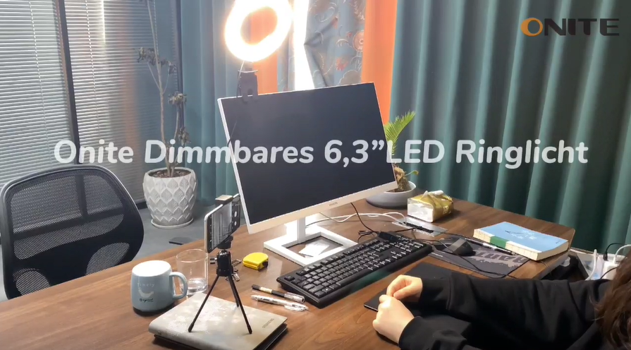 Onite Ringlicht Laptop, 6,3'' Selfie Licht mit Handy Stativ & Clip, LED Ring Light 3 Lichtfarben+10 Helligkeiten 360… – Bild 8