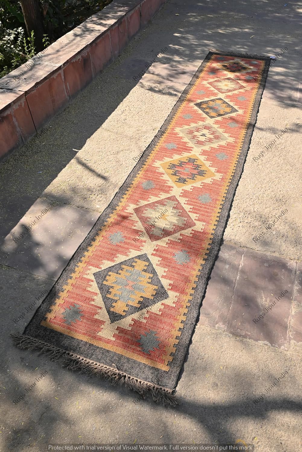 Handwoven Kilim Wool & Jute Rug - Flatweave Dhurrie Area Rug for Living Room Kitchen Bedroom or Entryway Non-Slip Wool & Jute Rug for Stylish Home Decor