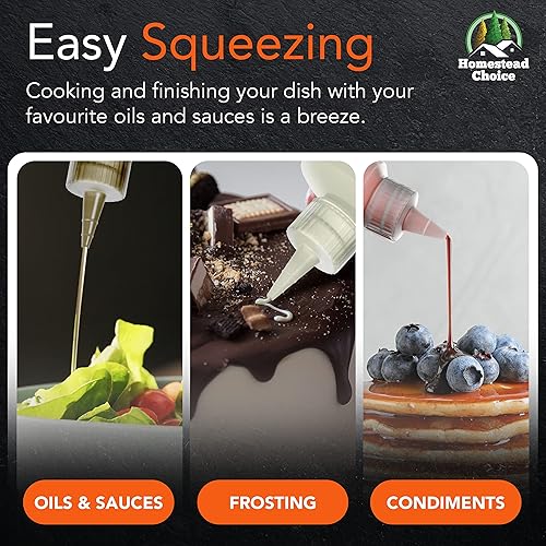 Miniatura 7 de Paquete de 6 botellas de plástico exprimibles para salsas, botellas exprimibles de condimentos de 16 onzas para líquidos, fabricadas en Estados