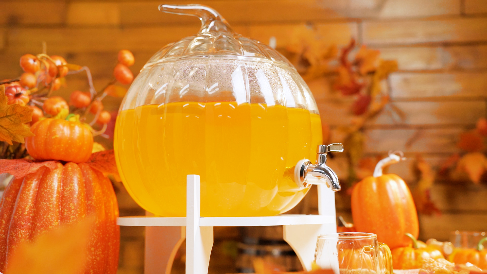 2 Gallon Glass Beverage Drnk Dspenser Wth Spgot & Ld Halloween