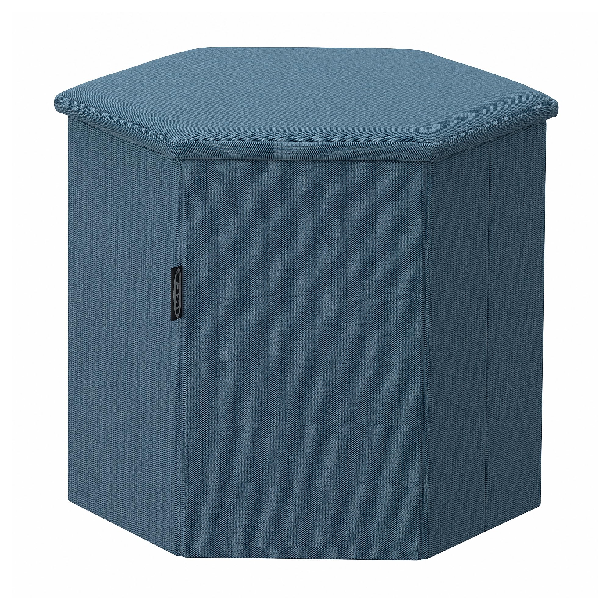 Pouf avec rangement KJUGE bleu moyen - Coffre repose-pieds en tissu Knisa