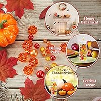 Vista 6 de MTLEE 2124 piezas de relleno de jarrón de Acción de Gracias de perlas sintéticas para relleno de jarrón con 8 velas blancas sin perfume, 2000