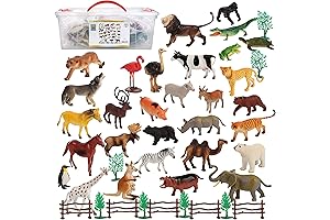 Bolzra Animal Plastic Figures: 50-Piece Safari Zoo Animals Set for Kids