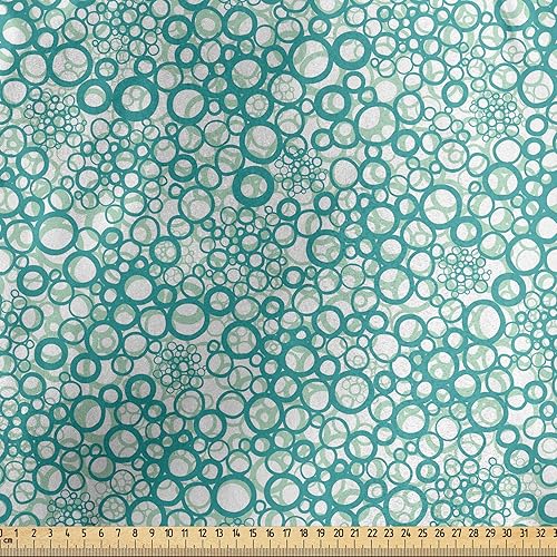 Miniatura 2 de Ambesonne Abstract Fabric by The Yard, Rhythmic Spring Bubbles Illustration on Plain Background, Decorative Satin Fabric for Home Textiles and