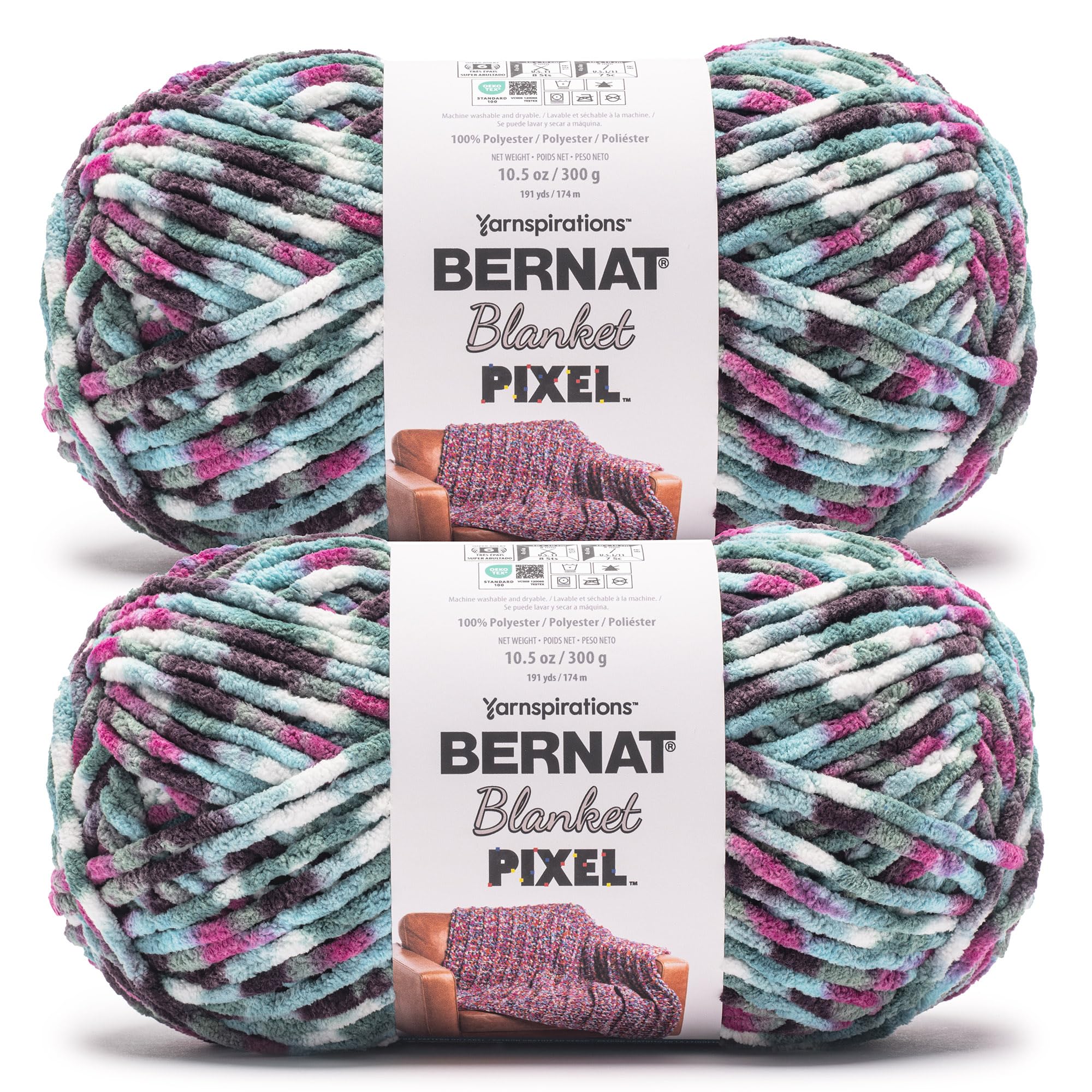 Fil haut de gamme Bernat Blanket Pixel bleu sarcelle 100% polyester épais