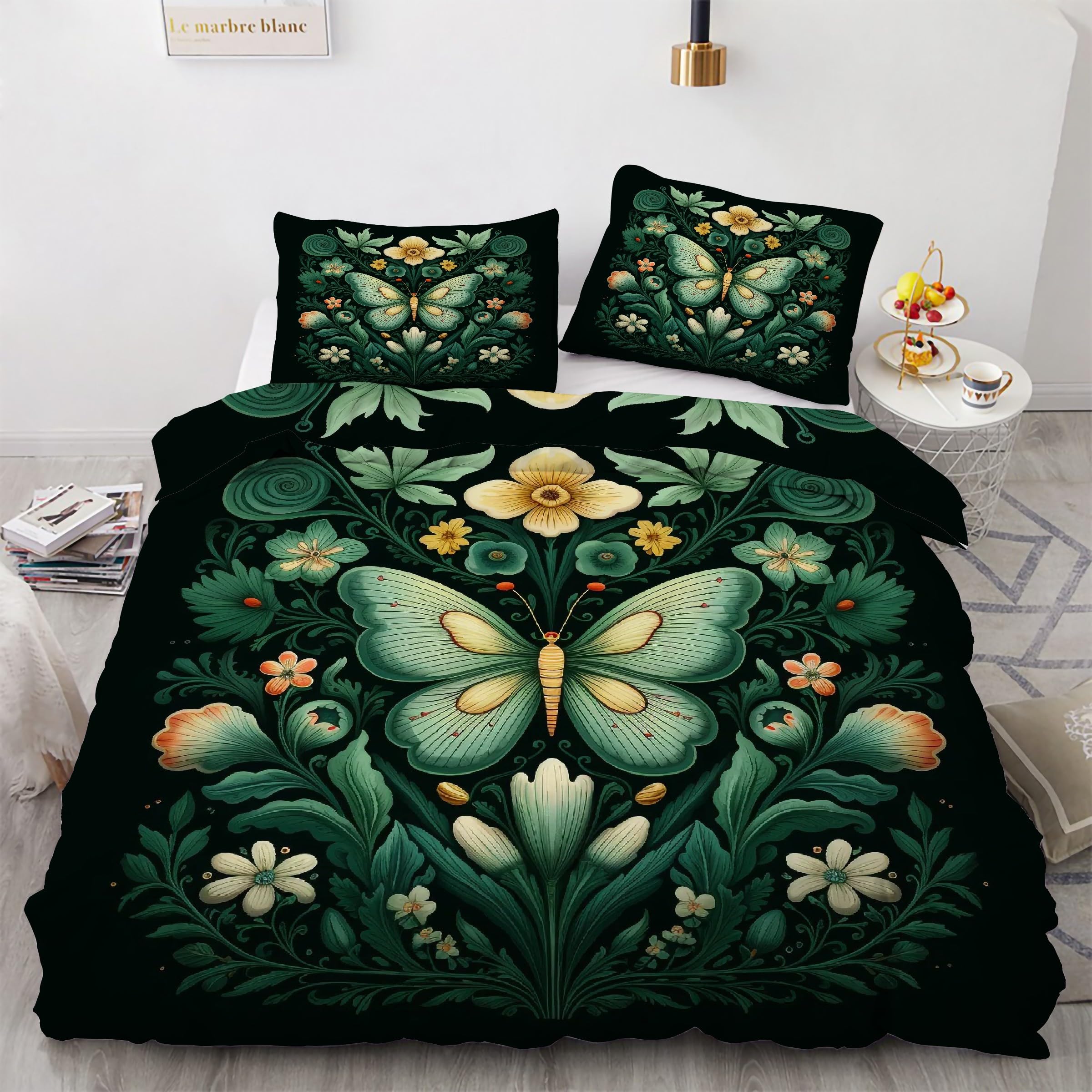 Parure de Lit Usine 220x240 avec Housse Couette en Microfibre Douce Papillon KG3479