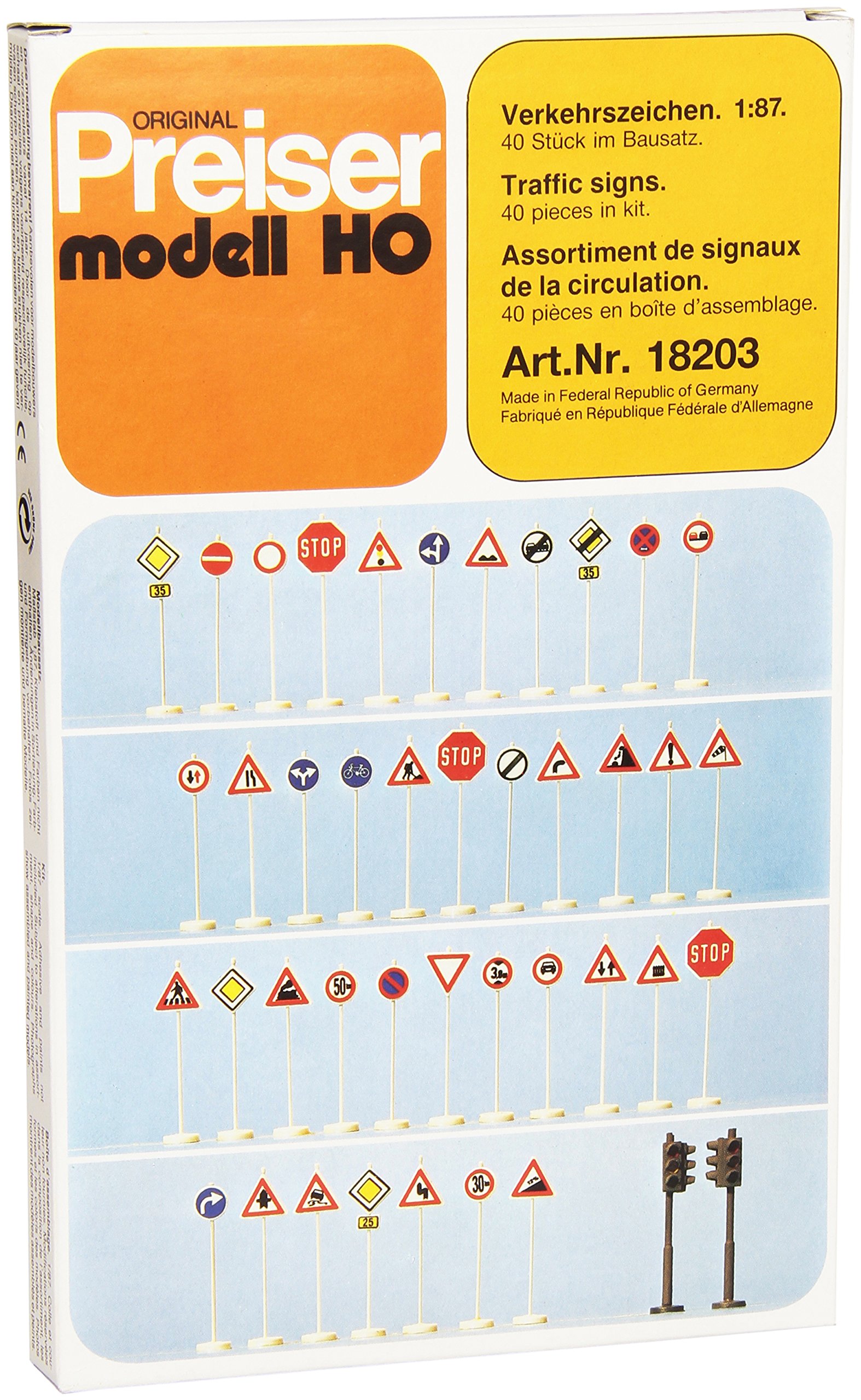 Traffic Signs Assorted (40) (Kit) HO Scale Preiser Models