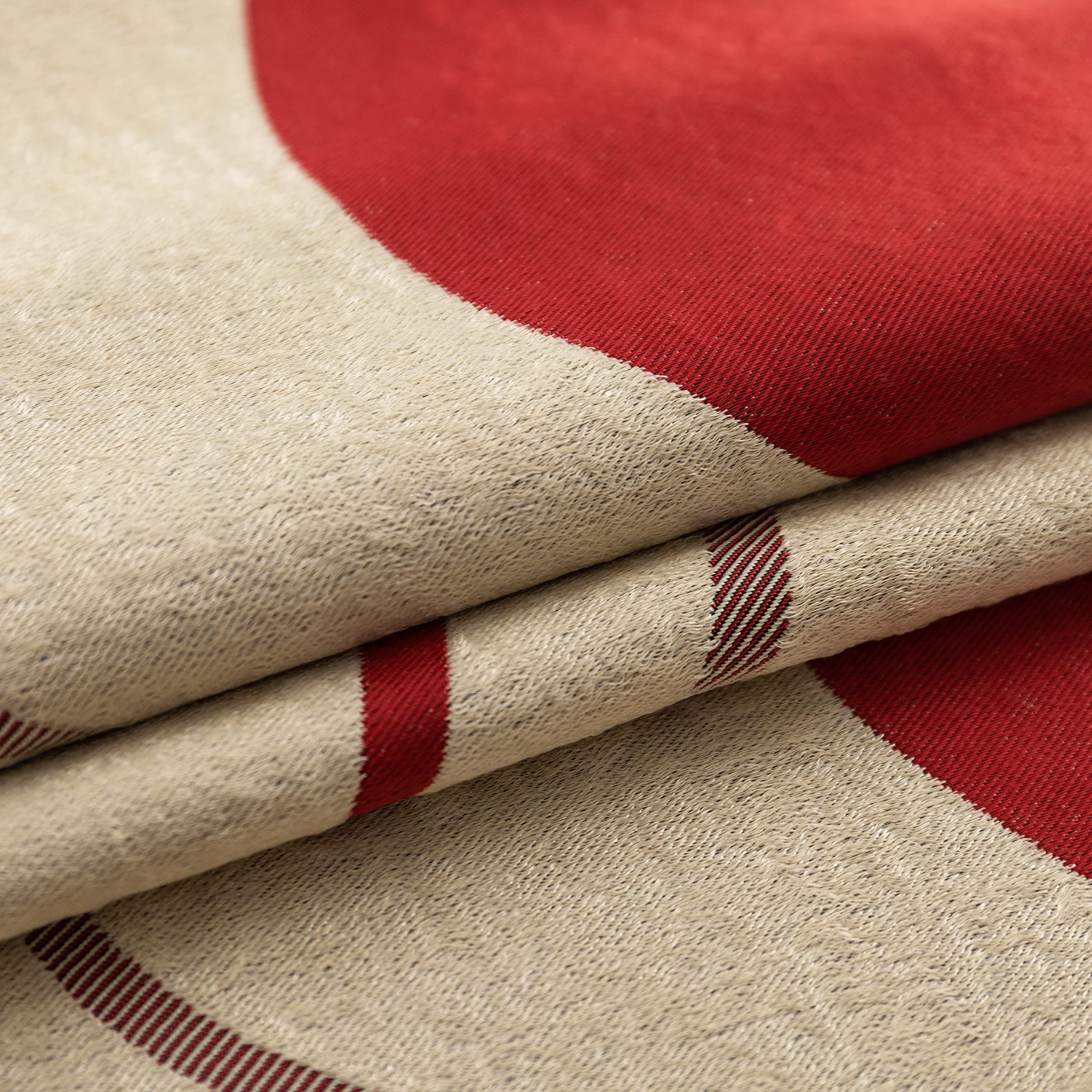 GIRASOLE HOME® Paire de rideaux jacquard semi-opaques à motif ondulé, tende molle isolante thermique pour salon, chambre et intérieur, 2 panneaux avec œillets (Or-Rouge, 140 x 275 cm)