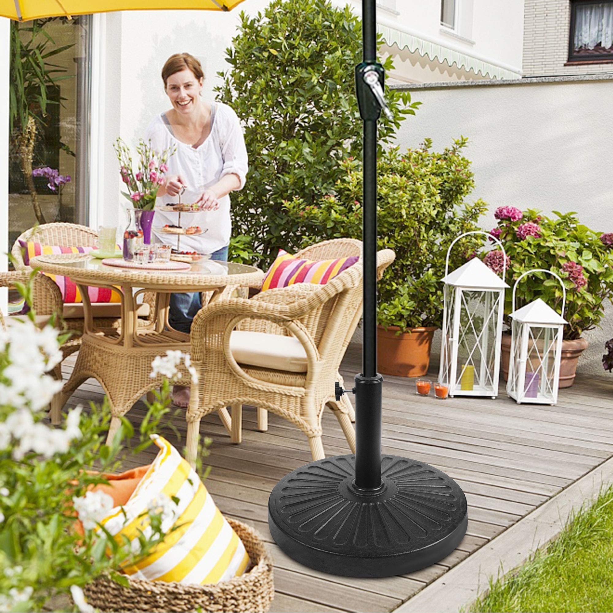 Blissun 22 lbs Patio Umbrella Base, Outdoor Umbrella Base, Market Umbrella Base Stand for Patio, Garden, Lawn, Black : Patio, Lawn & Garden