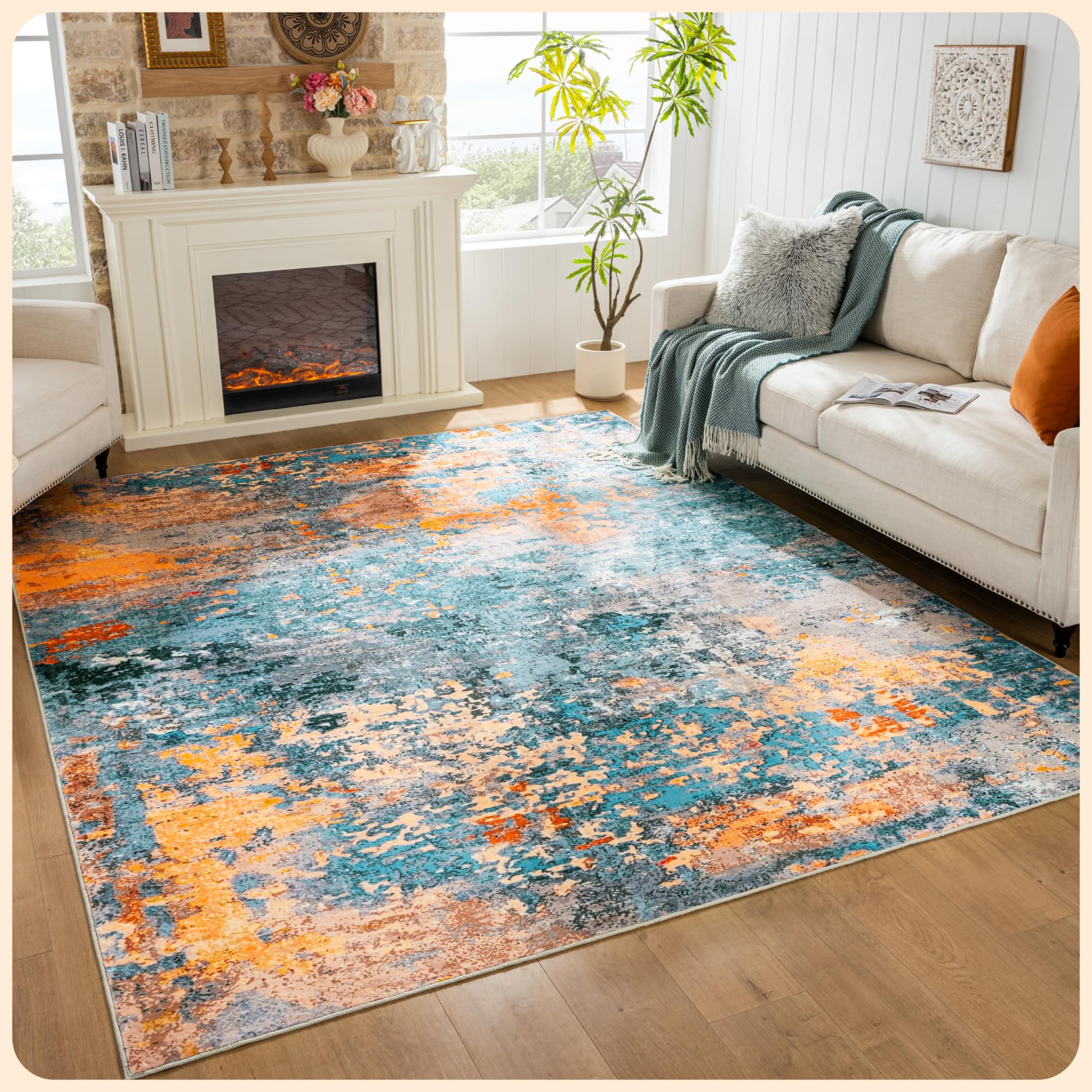 Amazon.com: Istana 8x10 Area Rug - Multi/Blue 8x10 Rugs for Living Room ...