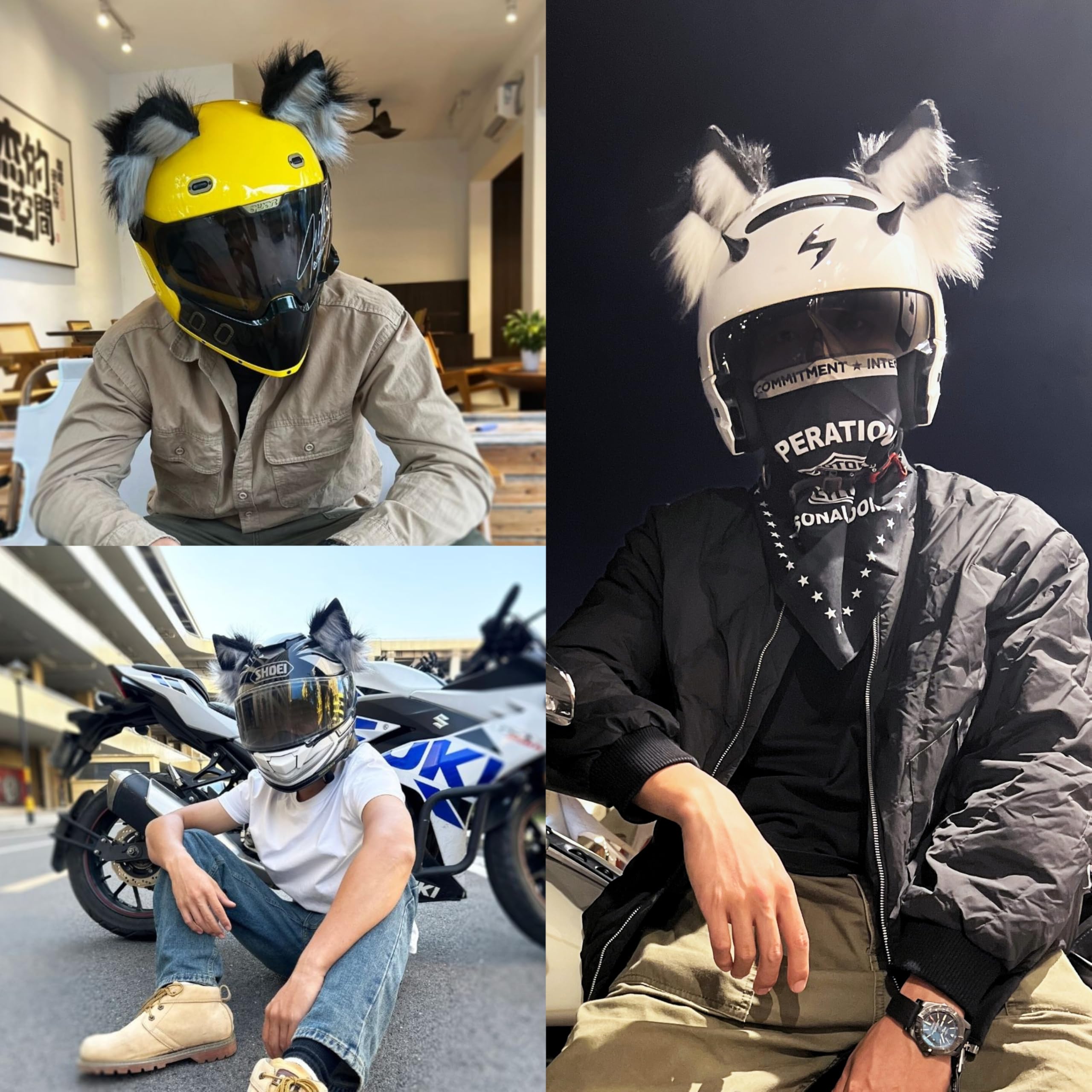 Akcesoria do kasków uszy kot tygrys lux żaba, uszy narciarskie odpowiednie do kasku narciarskiego, kasku motocyklowego, kasku rowerowego i wielu innych