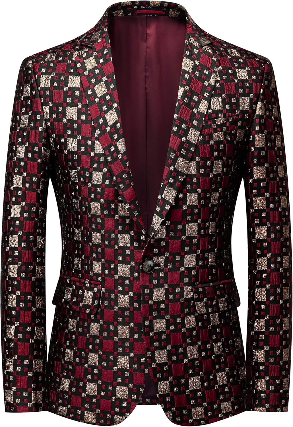 UNINUKOO Men's Blazer Plaid Casual Slim Fit Sport Coats One Button Lightweight Checkered Suit Jacket