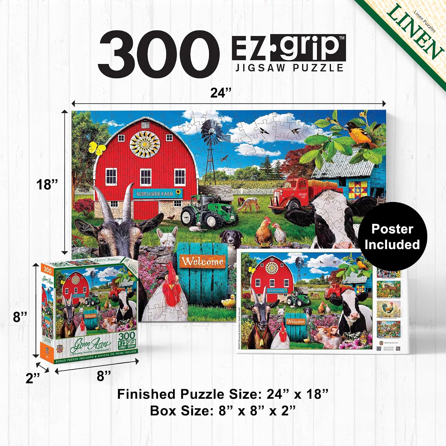 MasterPieces - 300 Piece Jigsaw Puzzle, Large EZ Grip Shapes, Welcoming Committee, Fun for Adults, Seniors, Family, Kids, Matte Finish, 18" x24